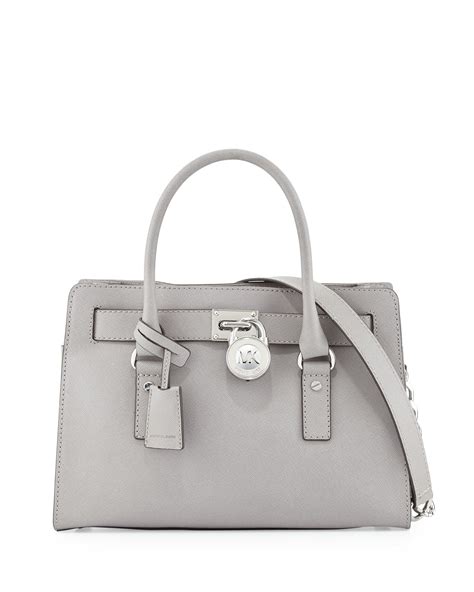 michael kors hamilton satchel pearl grey|Michael Kors Hamilton legacy bag.